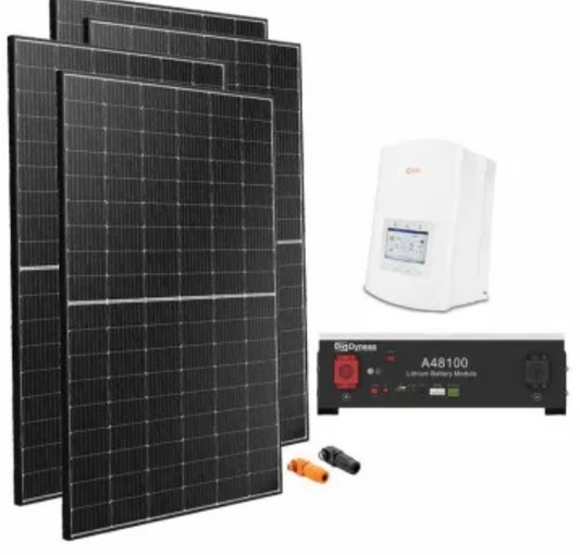 Kit fotovoltaico monofase 3400W inverter Solis 3kW litio Dyness A48100 4.8kWh